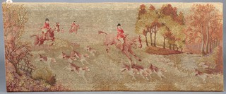 A Berlin wool work panel depicting a hunting scene 62cm x 153cm 