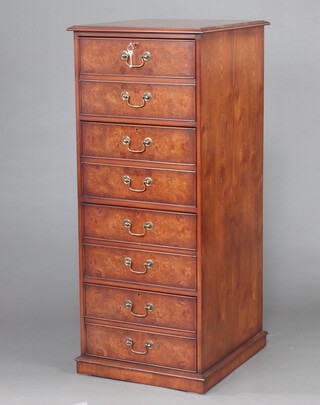 A Georgian style walnut and cross-banded filing cabinet fitted 4 drawers, 121cm h x 54cm w x 62cm d 