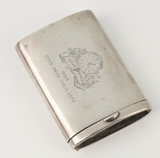 A commemorative silver slide action vesta, commemorating The Great Strike, engraved The Times 1926 Ictus Meus Utilis Esto, London 1926, maker Goldsmith and Silversmiths Company, 6cm, 48.3 grams 