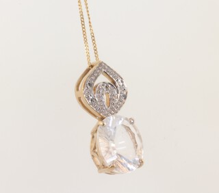 A 9ct yellow gold necklace 0.7 grams 40cm together with a paste set 9ct yellow gold pendant 