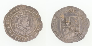 James I (1603-25), a silver shilling, 3rd coinage, 6th bust (S 2668), trefoil mint mark, 5.8 grams 