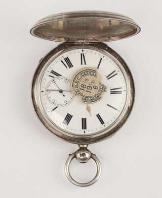 A Victorian silver key wind hunter pocket watch  with seconds at 6 o'clock, the dial inscribed J W Benson London, the movement inscribed J W Benson 62 and 64 Ludgate Hill London no.34289, watch maker by Warrants to the Queen,  contained in a 50mm case 