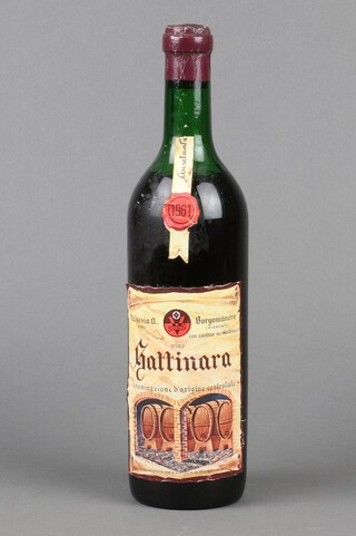 A bottle of 1961 Gattinara Italian red wine 