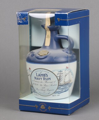 A 750ml Special Flagon of Lamb's Navy Rum to celebrate The Wedding of HRH Prince Andrew and Miss Sarah Ferguson, in a ceramic flagon 