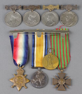 A group of 4 First World War medals to 3-7637 Private GEA Gray of the Norfolk Regiment comprising 1914-15 Star, British War medal, Victory medal and French Croix De Guerre, together with 3 School Attendance Medals to R Watts and another to S Watts  