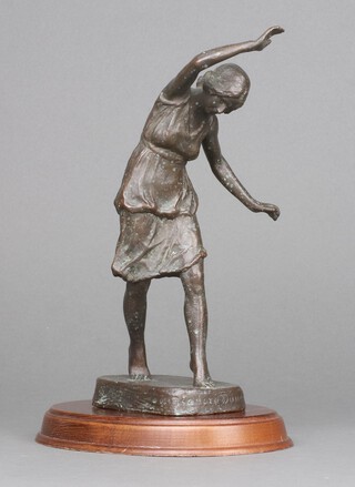 Harald Sorensen-Ringi (1872-1912), a bronze figure of Isadora Duncan 22cm h, the base marked to the top H Sorensen-Ringi 1907, and to one end Herman Bergmantal, the other Isadora Duncan 