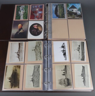 Of Naval interest, an album of 132 black and white postcards of war ships and aircraft together with an album of 10 coloured postcards