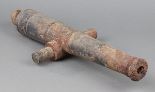 A steel folly cannon with 51cm barrel, rusted