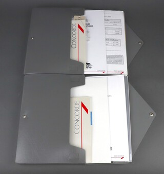 Concorde, 2 folders containing an edition of Business Life 1988 and 1989, menus etc 