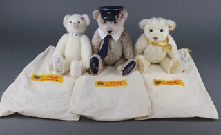 Steiff, a limited edition Captain Mack Concorde bear no.395/1500 33cm in a cloth bag, Steiff The Millennium Bear no.13335 with certificate and bag and a Danbury Mint limited edition until the end of 2009 Krystall Bear no.316  with certificate and bag 