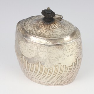 A Victorian silver demi fluted oval tea caddy, Sheffield 1893, 135 grams, 11cm 