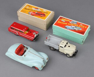 Schuco Toys, 2 Varianto ELEKTRO models 3118 and 3112U, both boxed together with an unboxed Akustico 2002  