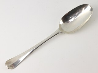 A George I rat tail pattern dessert spoon with armorial, London 1720 54 grams 