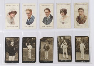 F & J Smiths cigarette cards, a collection of individual and incomplete sets to include Cinema Stars (1920) x5 H.615 (orchestra back), Cricketers 2nd series (1912) x5,  Shadow Grass (1915) x4 (Glasgow mixture back), War Incidents x1, Fowls, Pigeons and Dogs x1, Football Club Records x1, Battlefields of Great Britain x6 (mixed backs), Derby Winners (1913) x3 and Phil May Sketches x1 