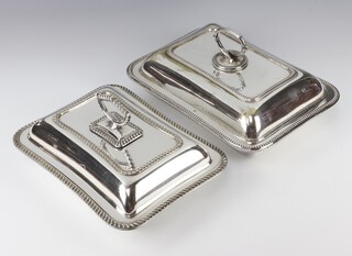 Two silver plated entree dishes and covers 