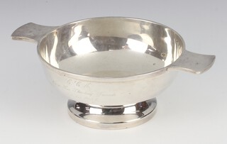 A silver quaich with presentation inscription Birmingham 1925, 160 grams, 17cm  