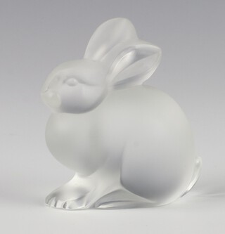 A Lalique frosted glass figure of a rabbit, lower case etched marks Lalique France, 7cm 