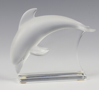 A Lalique frosted glass figure of a dolphin titled "Tifone" etched lower case marks Lalique France 10cm 