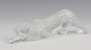 A Lalique frosted glass figure of a panther titled "Zeila" etched lower case marks Lalique France,  21cm, boxed 