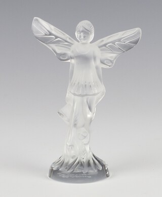 A Lalique frosted glass figure of Tinkerbell titled "Cachet Fee Clochette", etched lower case marks Lalique France, 9.5cm,  boxed  