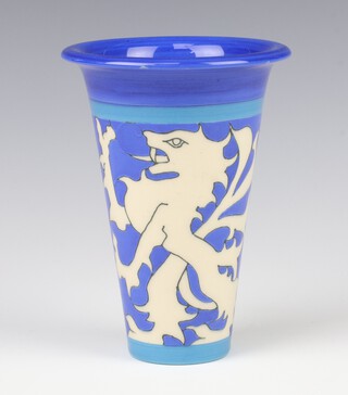 A Dennis Chinaworks tapered vase decorated with dragons titled "Lions Den" by Sally Tuffin no.11/30, dated  2005, 14cm 