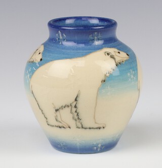 A Dennis Chinaworks  vase decorated with polar bears by Sally Tuffin no. 81, dated 2003, 8cm 