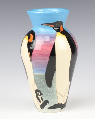 A Dennis Chinaworks vase decorated with penguins by Sally Tuffin, no.328, dated 2012, 20cm 