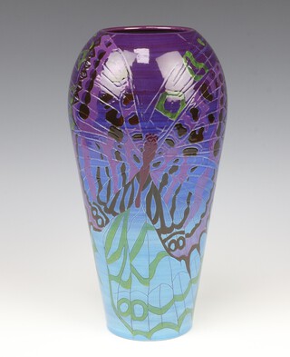 A Dennis Chinaworks oviform vase decorated with butterflies by Sally Tuffin, no.15 of 25, dated 2002, 30cm 