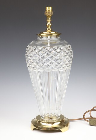 A Waterford oviform glass table lamp with gilt metal mounts 35cm 