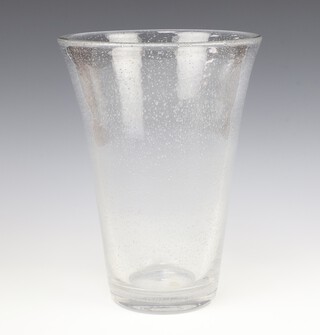 A Daum heavy glass vase with flared neck 28cm, marked to the the lower side Daum France  