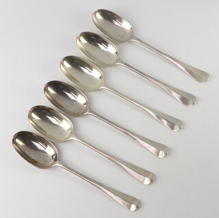 Six Victorian silver rat tail Old English table spoons London 1861, 486 grams 