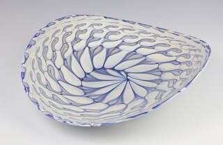 A modern Murano freeform bowl with swirling decoration 40cm together with an Art Glass red vase 30cm 