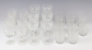 Six Webb crystal hock wine glasses, 6 ditto large wines and 8 whisky tumblers 