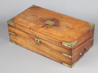 A 19th Century rectangular mahogany and brass banded writing slope with hinged lid 15cm h x 45cm w x 25cm d 