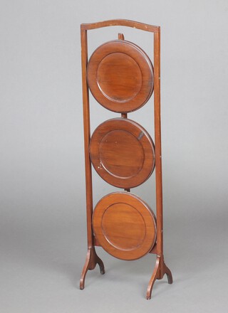 A 1930's circular 3 tier folding cake stand 90cm h 