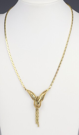 A 9ct yellow gold mid-Century twist necklace, 40cm, 14.5 grams 