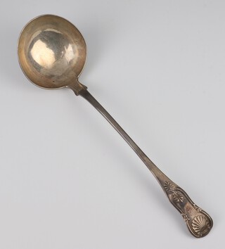 A George IV silver Kings pattern ladle with engraved armorial Edinburgh 1826, 236 grams 