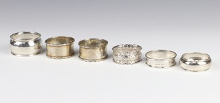 A silver napkin ring Birmingham 1915, 5 others, 54 grams 