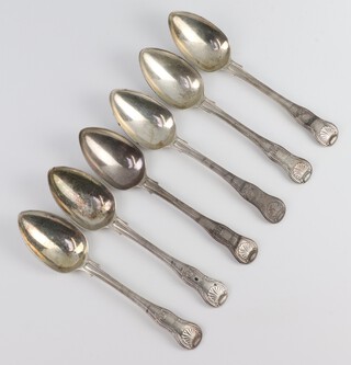 A set of 6 George IV silver Kings Pattern dessert spoons London 1824, 374 grams 