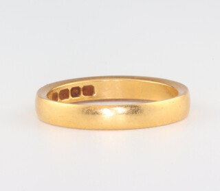 A 22ct yellow gold wedding band, size J  1/2 , 3.6 grams 