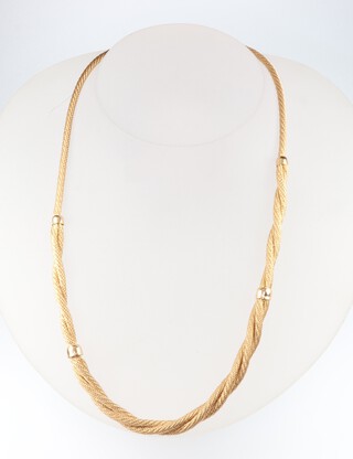 A yellow gold, stamped 750, twist necklace 38cm, 19.5 grams 