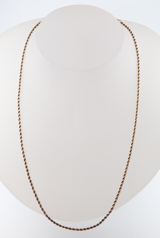 A 9ct yellow gold rope twist necklace 40cm, 4.3 grams 