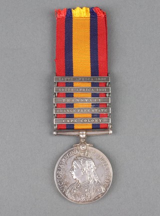 A Queens South Africa medal, five bars - Cape Colony, Orange Free State, Transvaal, South Africa 1901 and 1902, re-named to 431 3RD Cl.Tpr G Jupp S.A.C 