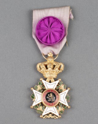 The Belgian Order of Leopold I, (ribbon sun bleached) 