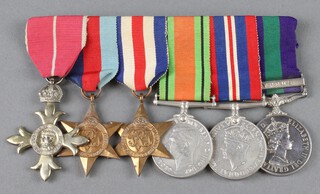 A group of 6 medals to Squadron Leader, later Wing Commander  William C Blair comprising A Most Excellent Order of The British Empire Officer's Breast Badge Military Division 2nd type, 1939-45 Star, France and German Star, Defence and War medal, Army RAF General Service medal 1918, 1962 Elizabeth II issue 1 bar Cyprus, named to Squadron Leader W Blair RAF, mounted for wear, together with 6 RAF pilots flying log books    1940 to 1968 flying Tiger Moths, jets 