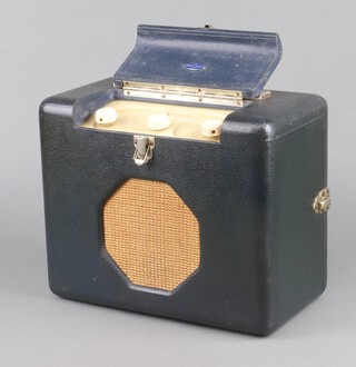 A Roberts Portable radio contained in a black fibre case 25cm x 31cm x 14cm 