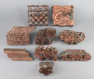 Nine various pierced metal Batik stamps