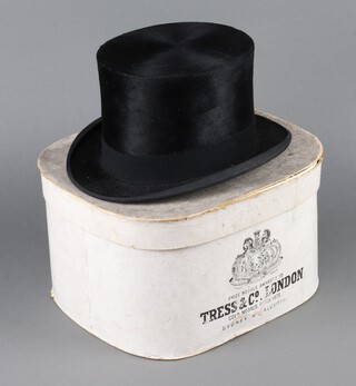 Tress & Company London, a gentleman's black top hat, size 7