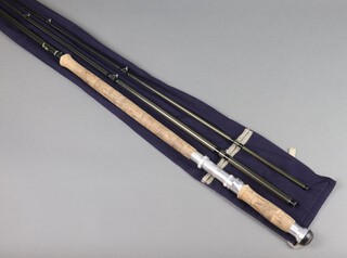 A Hardy Marquee 3 piece 15'3" carbon fibre salmon fly fishing rod, in original blue cloth case 