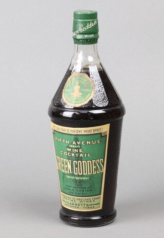 A bottle of Green Goddess Fifth Avenue Wine Cocktail 